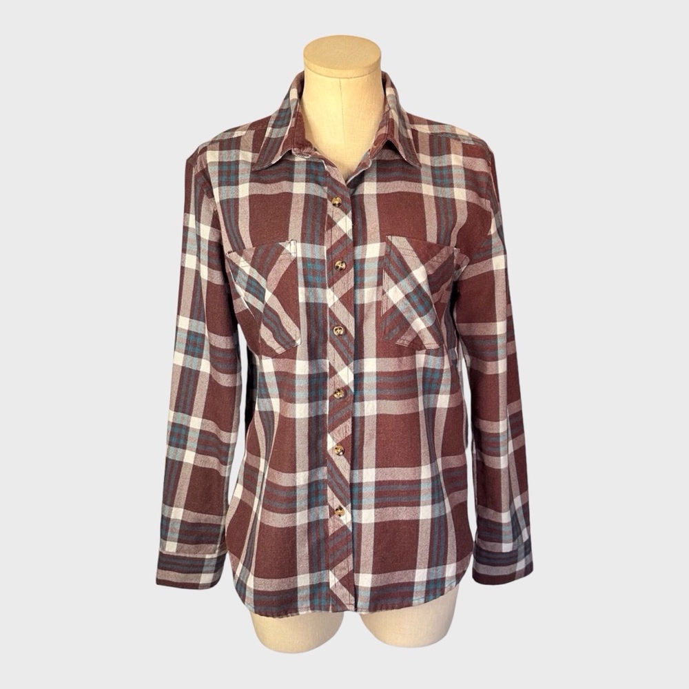 LA Hearts Plaid Button Down Flannel Shirt‎